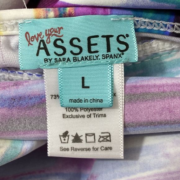 SPANX ASSETS By Sara Blakely Brush Strokes Tankini Swim Top Padded Bra Sz L - Picture 10 of 11